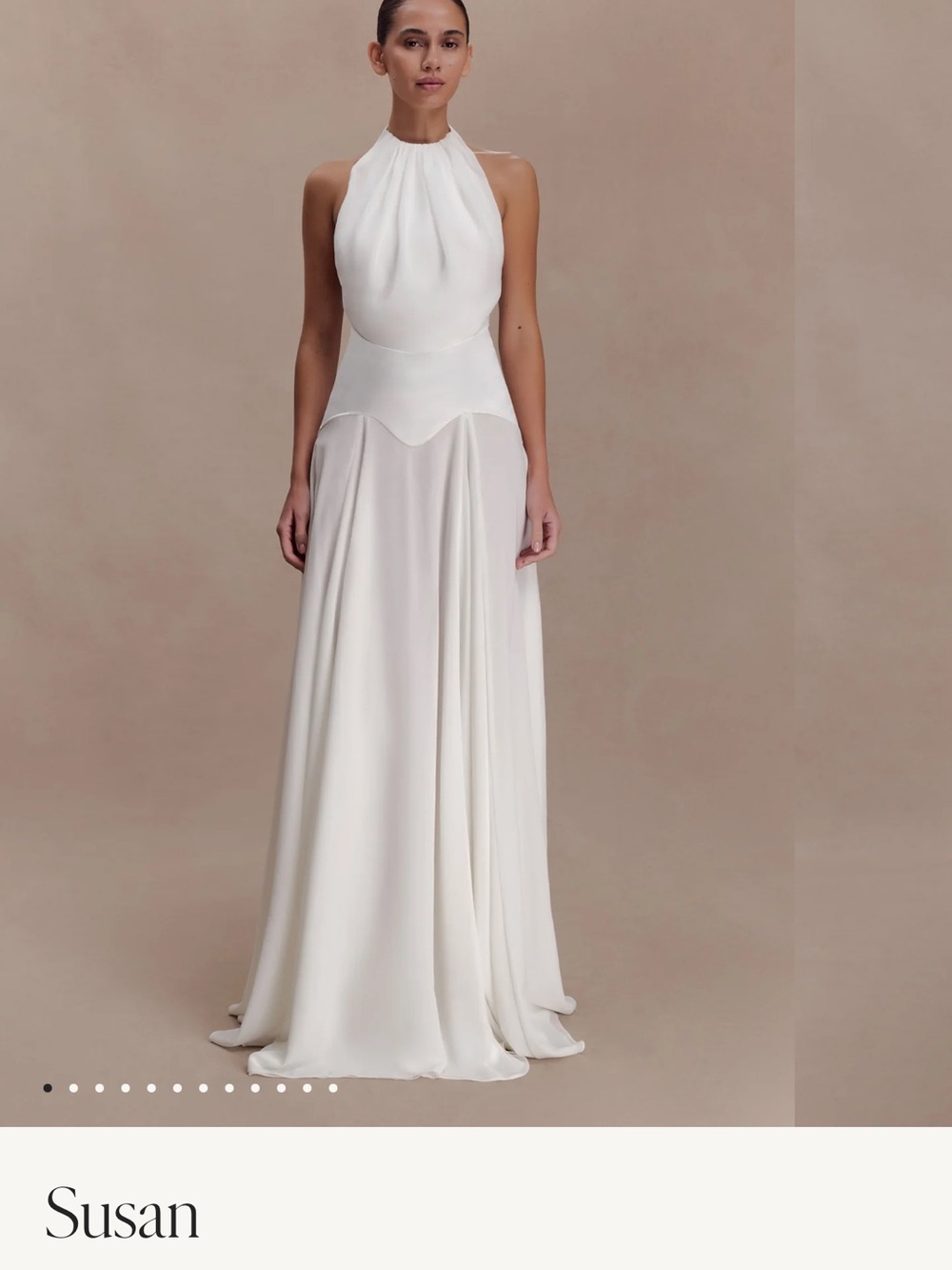 NWT Meshki Susan Chiffon Halter Maxi Dress - Ivory